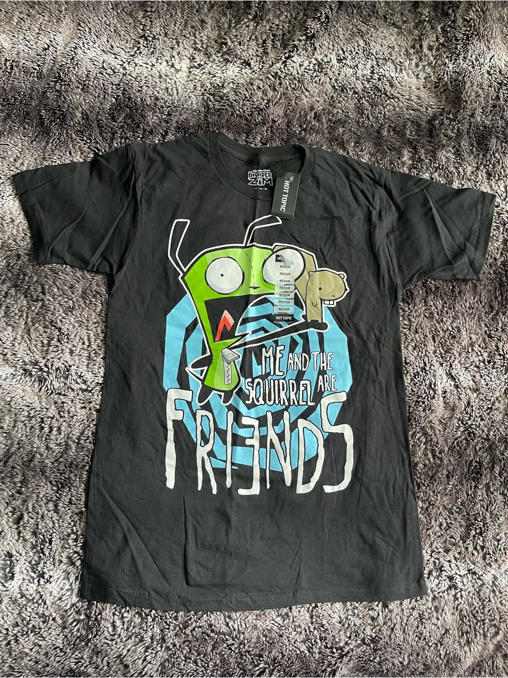NWT NEW Invader Zim Me And The Squirrel Are Friends”Hot Topic Medium 100% Cotton